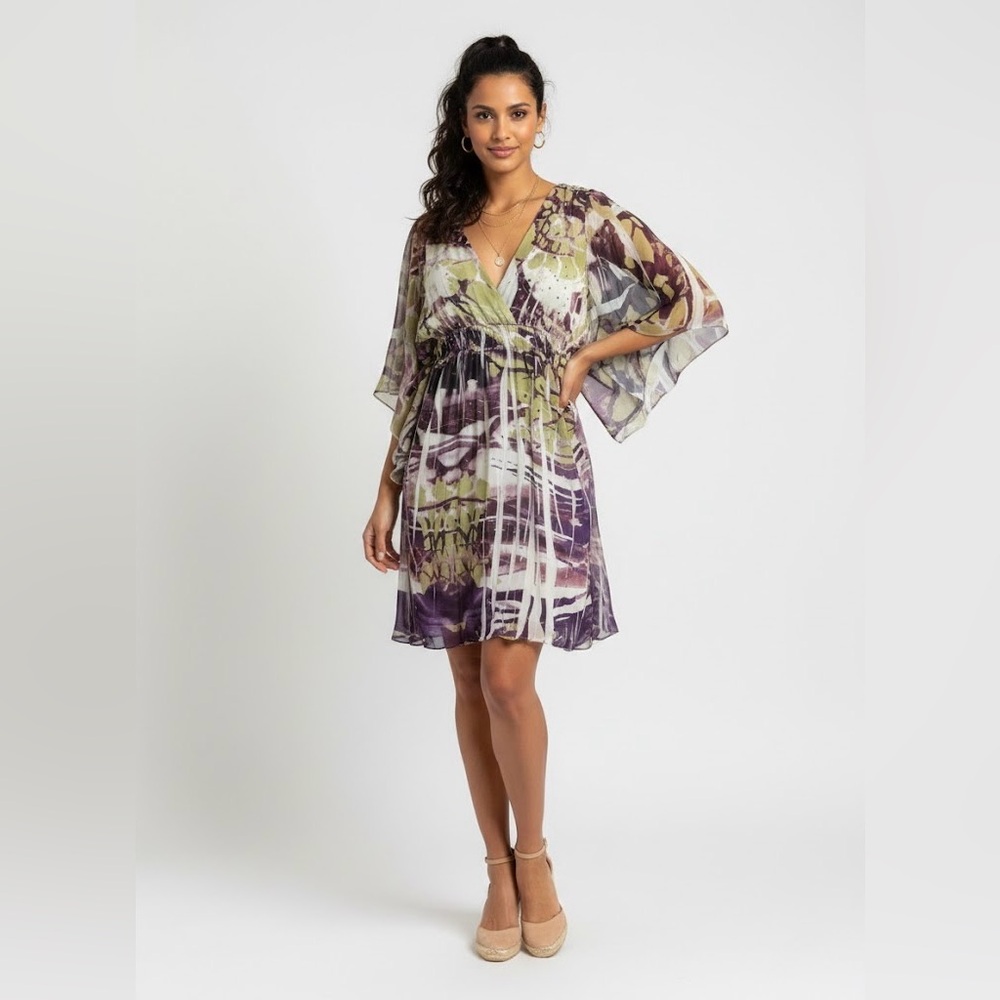 Alberto Makali Purple and Green Mini Dress